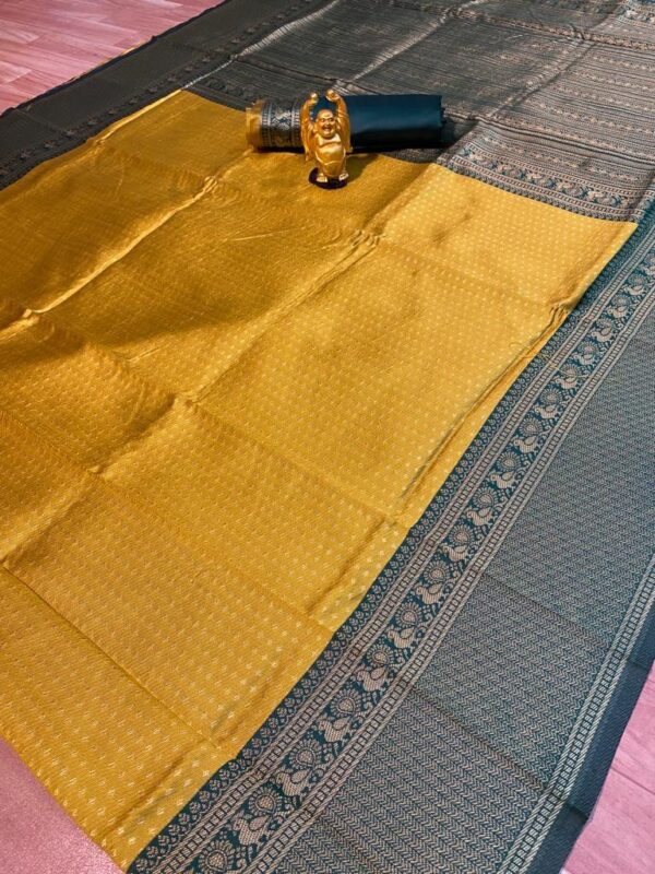 Latest Silk Wedding Yellow Saree