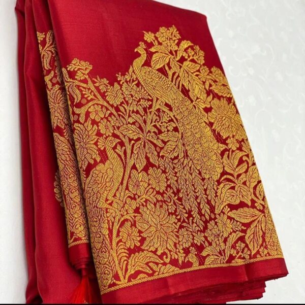 Designer Border Banarasi Red Saree
