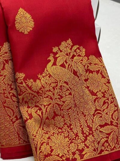 Red Peacock Design Saree