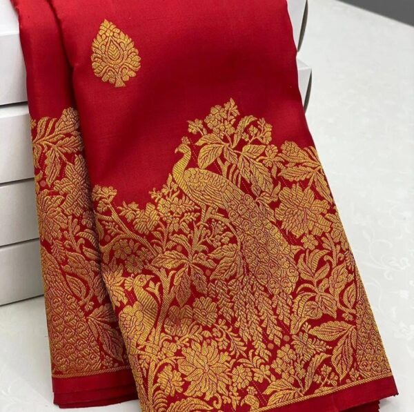 Red Peacock Design Saree