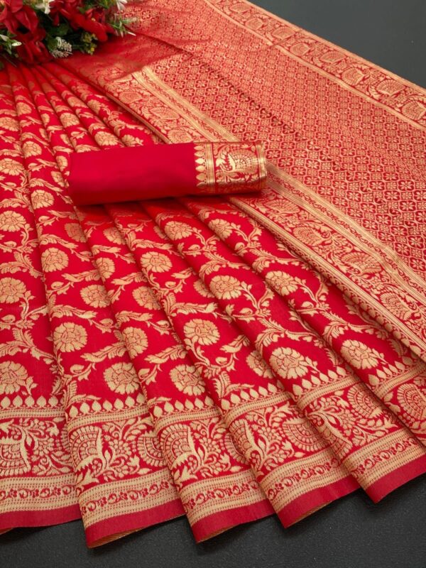 Designer Silk Banarasi Red Saree