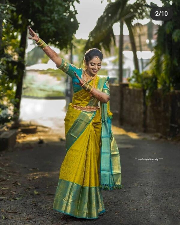 Bridal Wedding Banarasi Yellow Saree