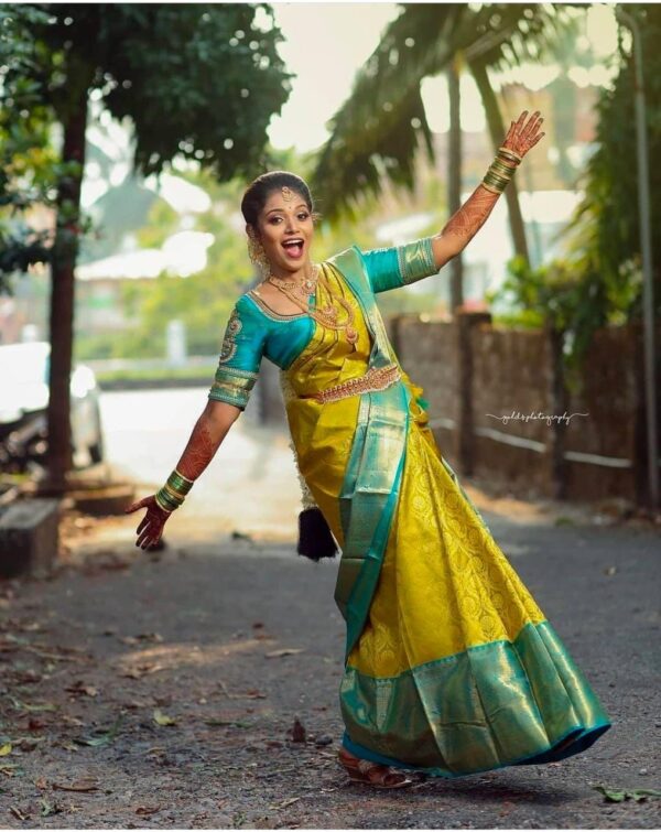 Bridal Wedding Banarasi Yellow Saree