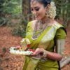 Wedding Mahendi Function Green Saree