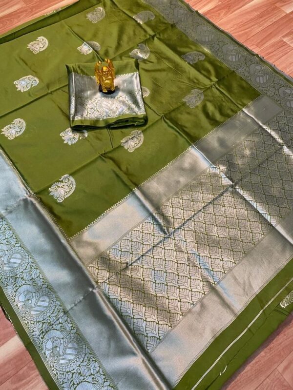 Wedding Mahendi Function Green Saree
