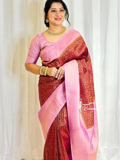 Saree with pink Border