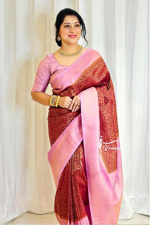 Saree with pink Border