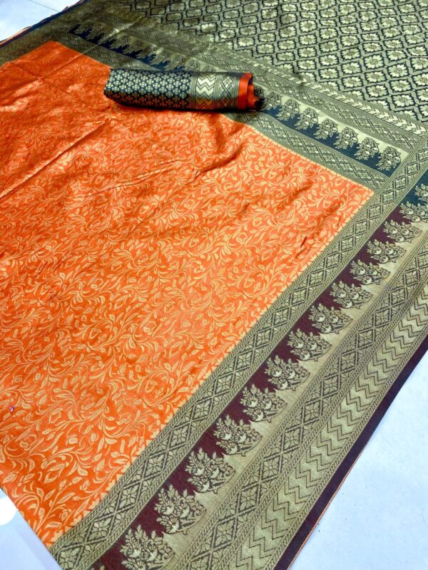 Designer Banarasi Border Orange Saree