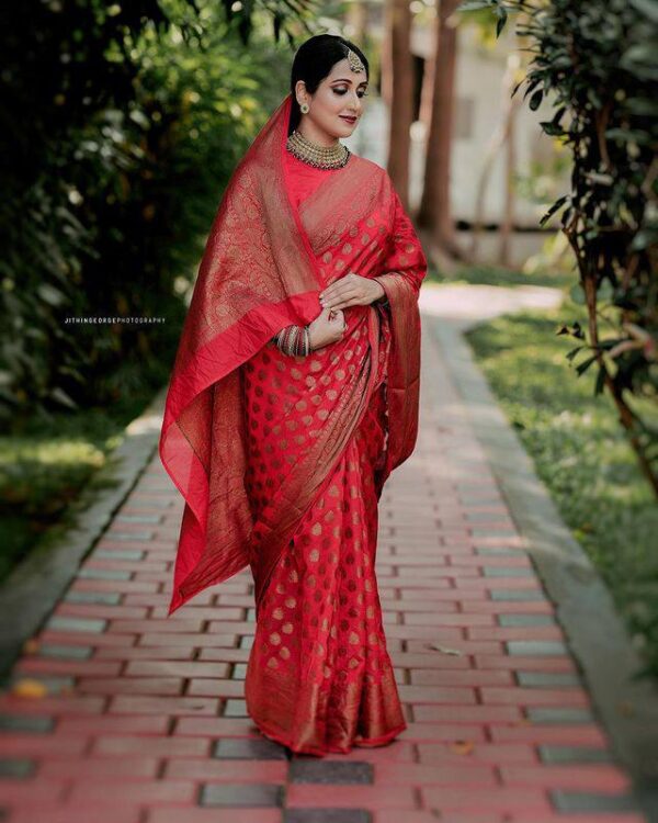 Banarasi Red Silk Saree For Wedding