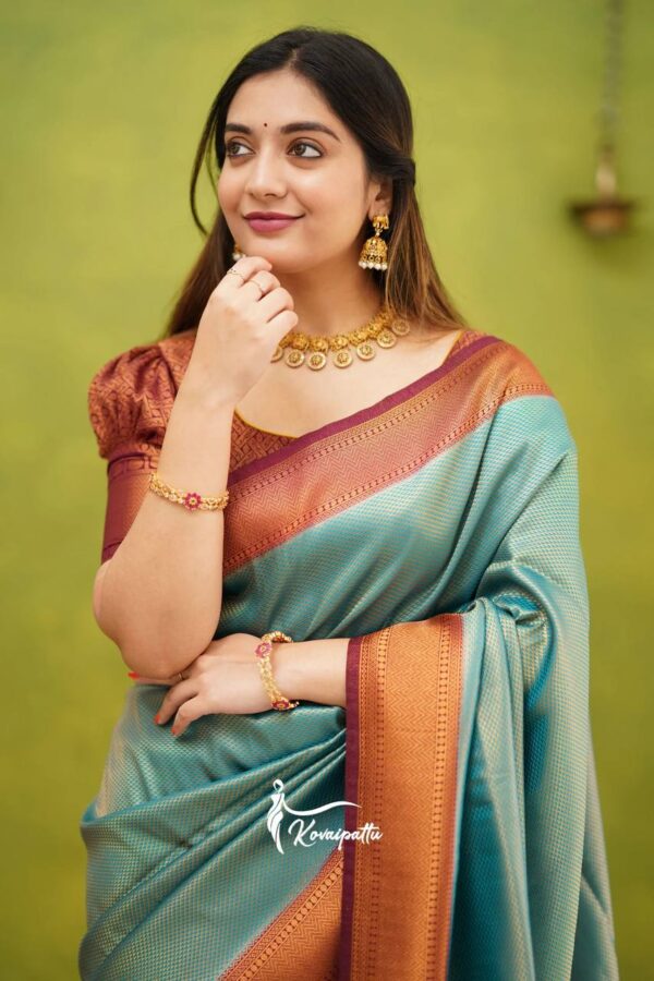 Teal Blue Saree