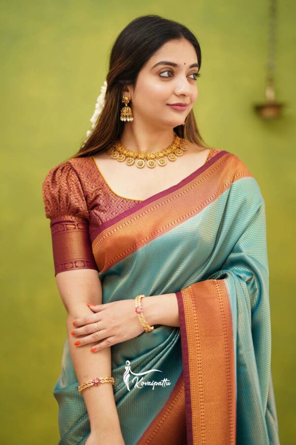 Teal Blue Saree