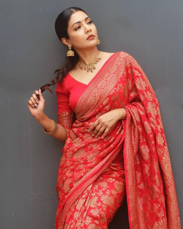 Banarasi Silk Red Saree For Wedding