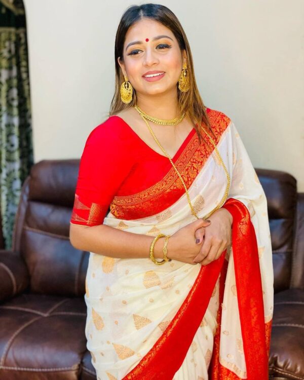 White And Red Saree