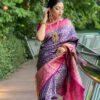 Pink And Wine Colour Saree