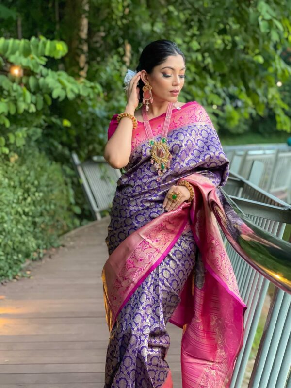 Pink And Wine Colour Saree