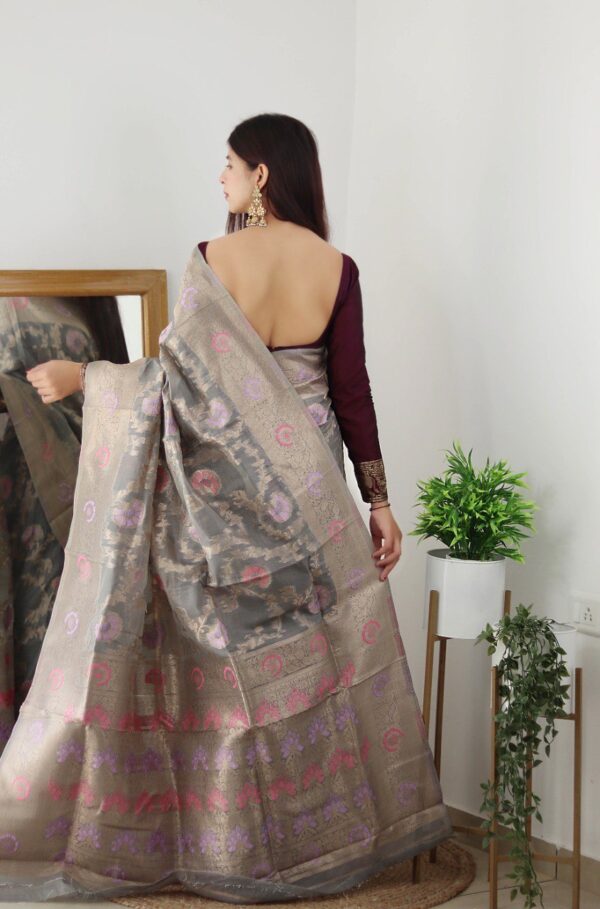 Bollywood Organza Grey Dolla Silk Saree
