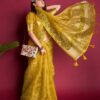 Yellow Organza Handloom Cotton Saree