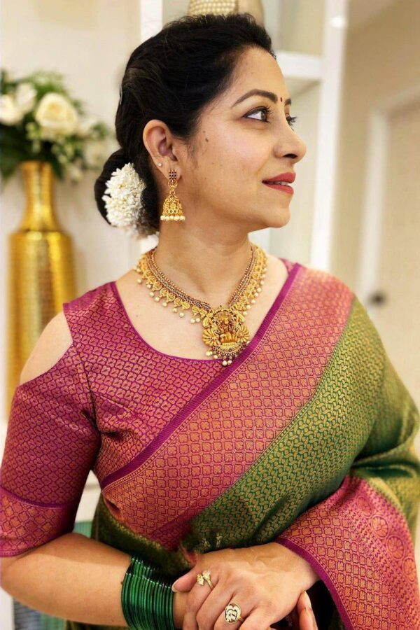 Stylish Wedding Banarasi Green Saree