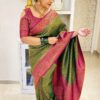 Stylish Wedding Banarasi Green Saree