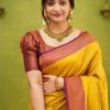 Traditional Function wear Yellow Saree