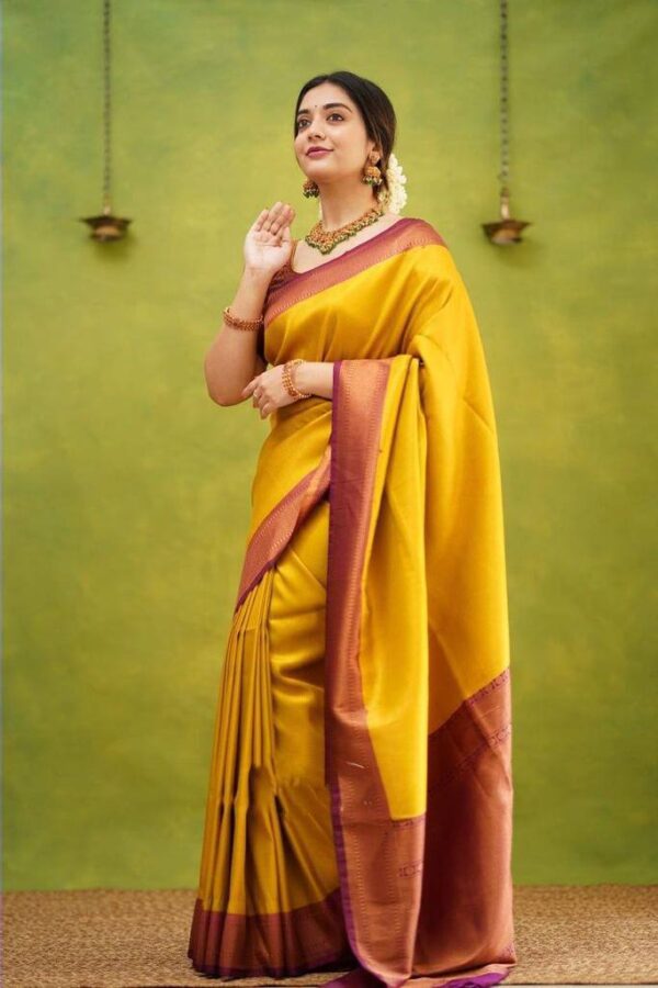 Traditional Function wear Yellow Saree