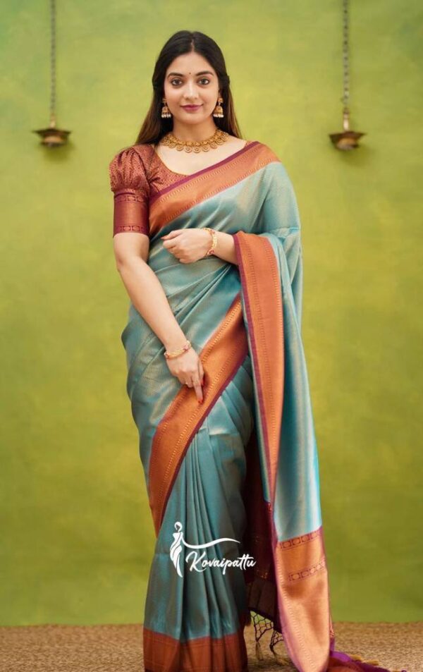 Wedding Fabulous Silk Sky Blue Saree