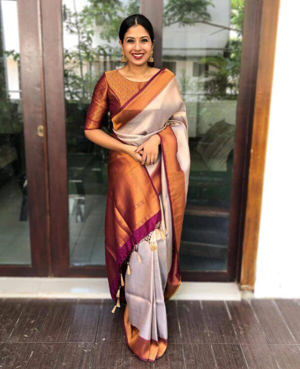 Fancy Banarasi Bollywood Silk Grey Saree