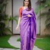Wedding Party Wear Silk Purple Saree