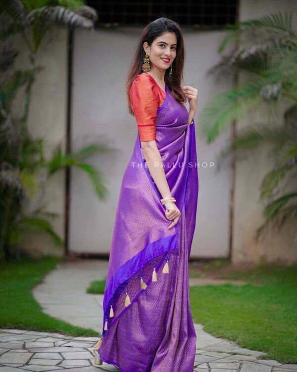 Wedding Party Wear Silk Purple Saree