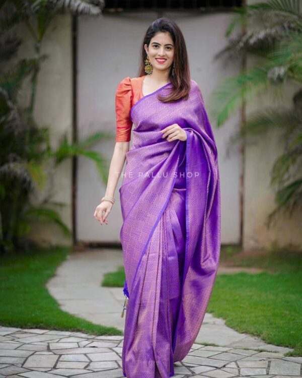 Wedding Party Wear Silk Purple Saree