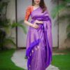 Wedding Party Wear Silk Purple Saree