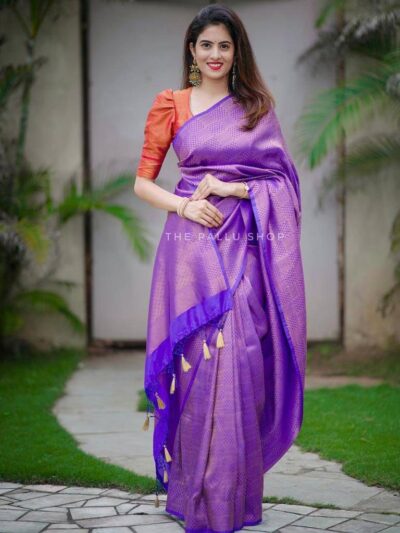 Wedding Party Wear Silk Purple Saree