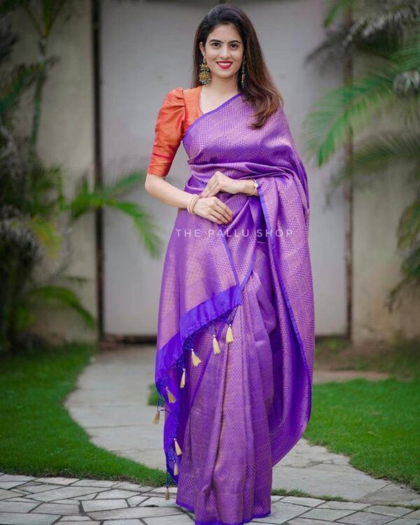 Wedding Party Wear Silk Purple Saree