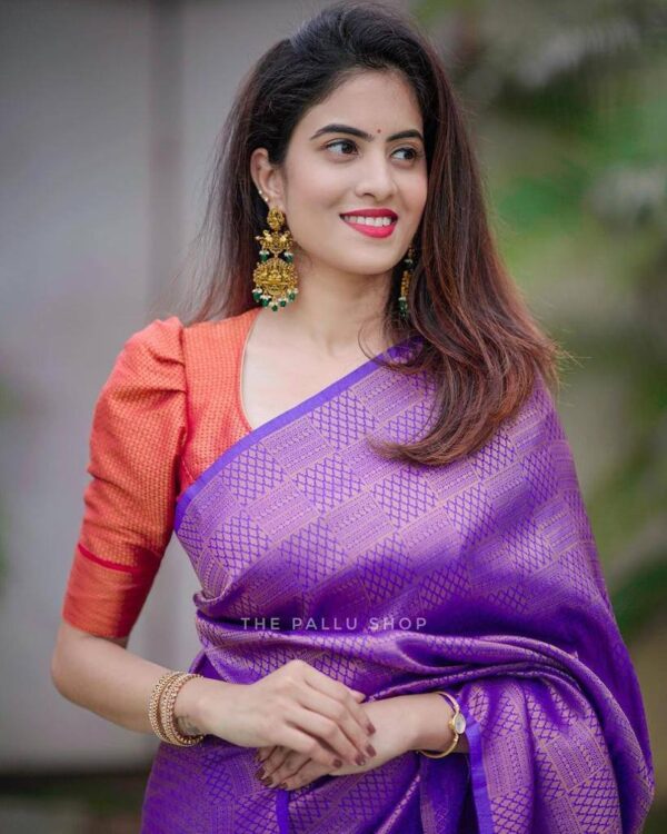 Wedding Party Wear Silk Purple Saree