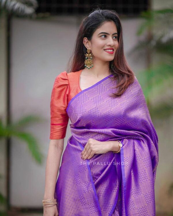Wedding Party Wear Silk Purple Saree