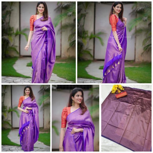 Wedding Party Wear Silk Purple Saree