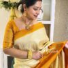 Wedding Banarasi Yellow White Saree