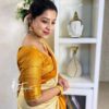 Wedding Banarasi Yellow White Saree