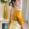 Wedding Banarasi Yellow White Saree