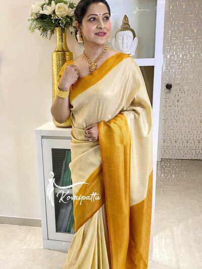 Yellow White Saree