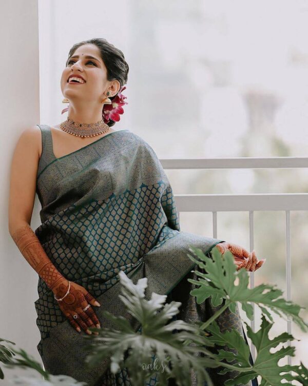 Banarasi Silk Latest Fashion Blue Saree