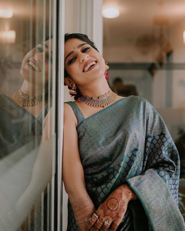 Banarasi Silk Latest Fashion Blue Saree