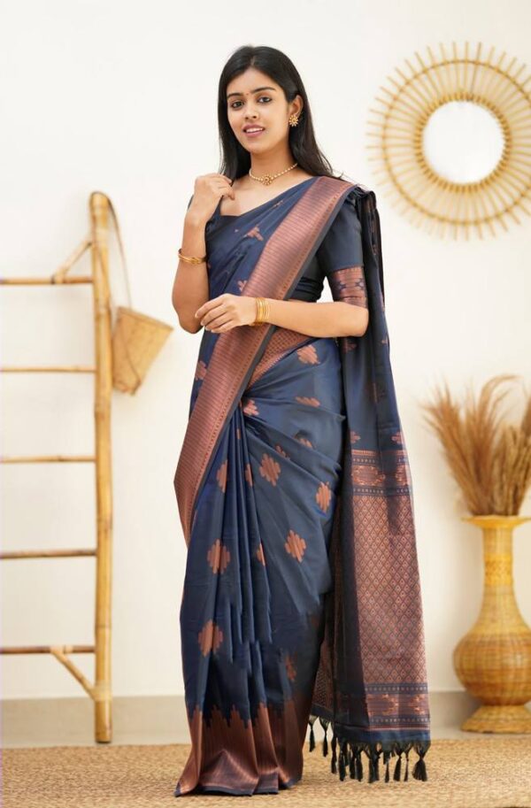 Stylish Women Formal Blue Saree