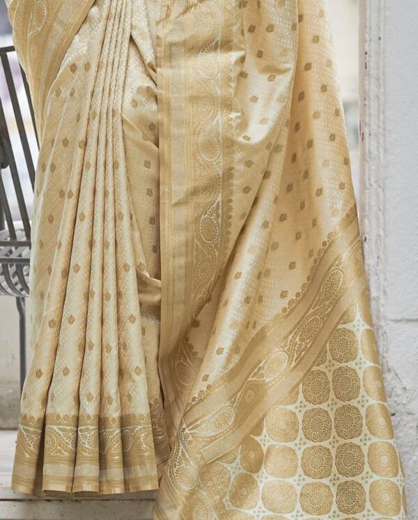 Designer Wedding Cream Saree