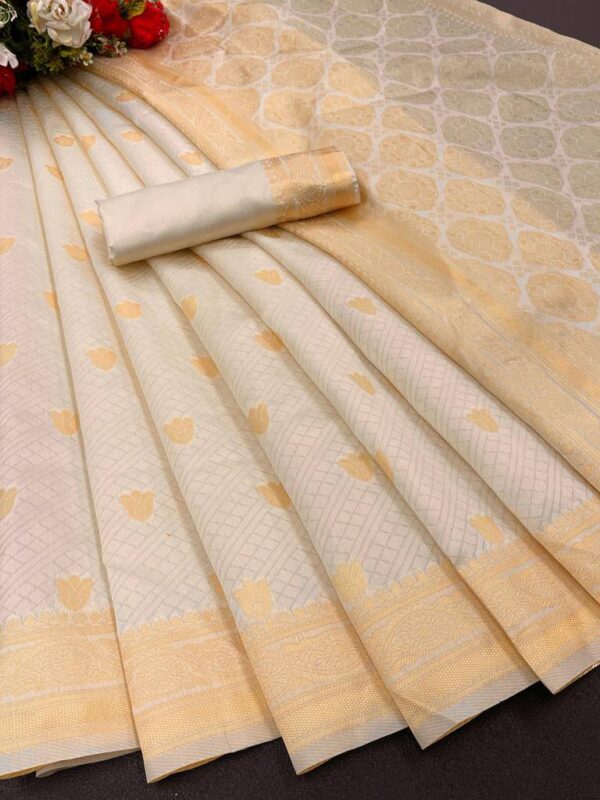 Designer Wedding Cream Saree