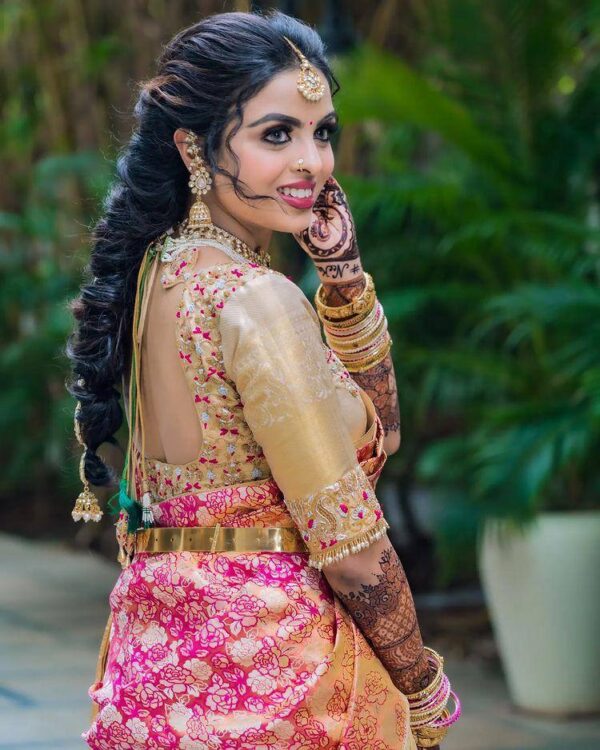 Bridal Designer Border Silk Pink Saree