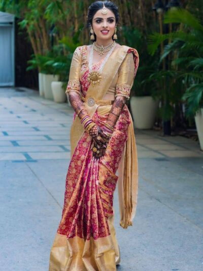 Bridal Designer Border Silk Pink Saree