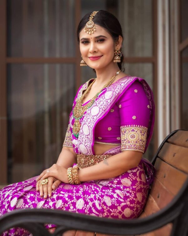 Designer Banarasi Wedding Purple Saree