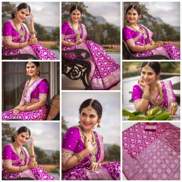 Designer Banarasi Wedding Purple Saree