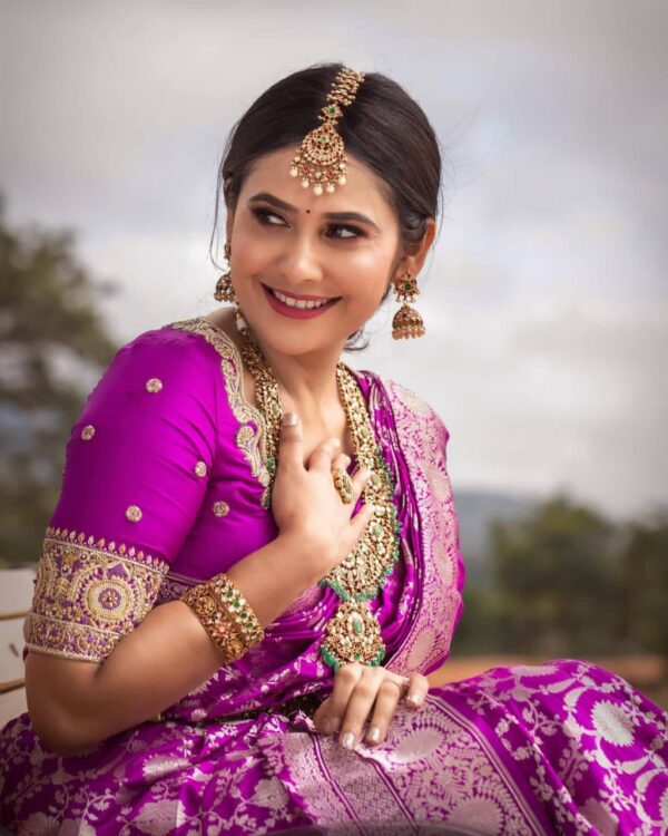 Designer Banarasi Wedding Purple Saree